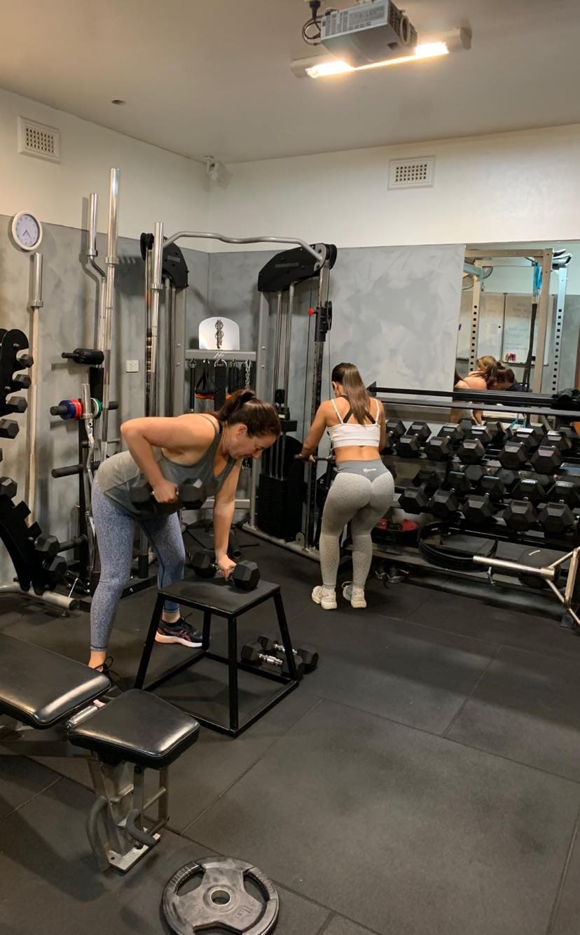 Studio training floor with free weights